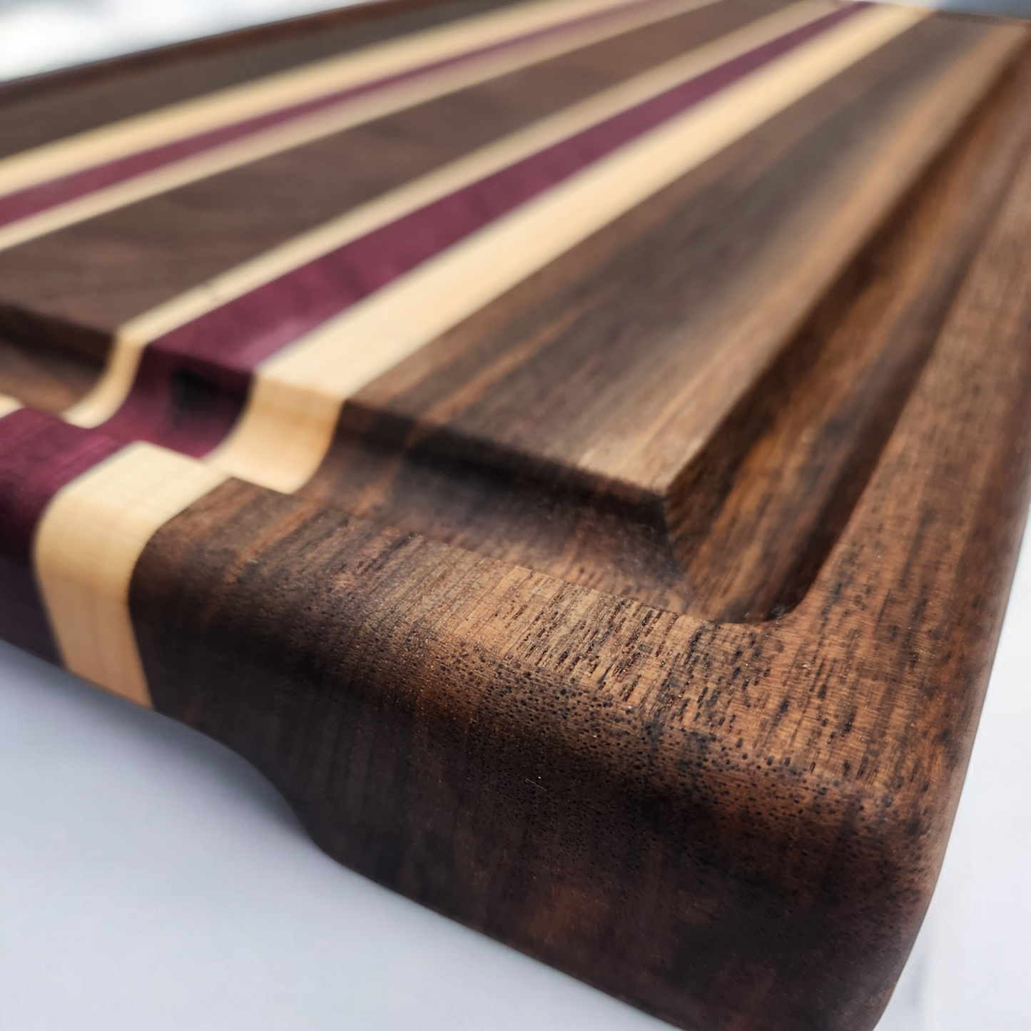 Purple Heart, Black Walnut & Maple Cutting Board