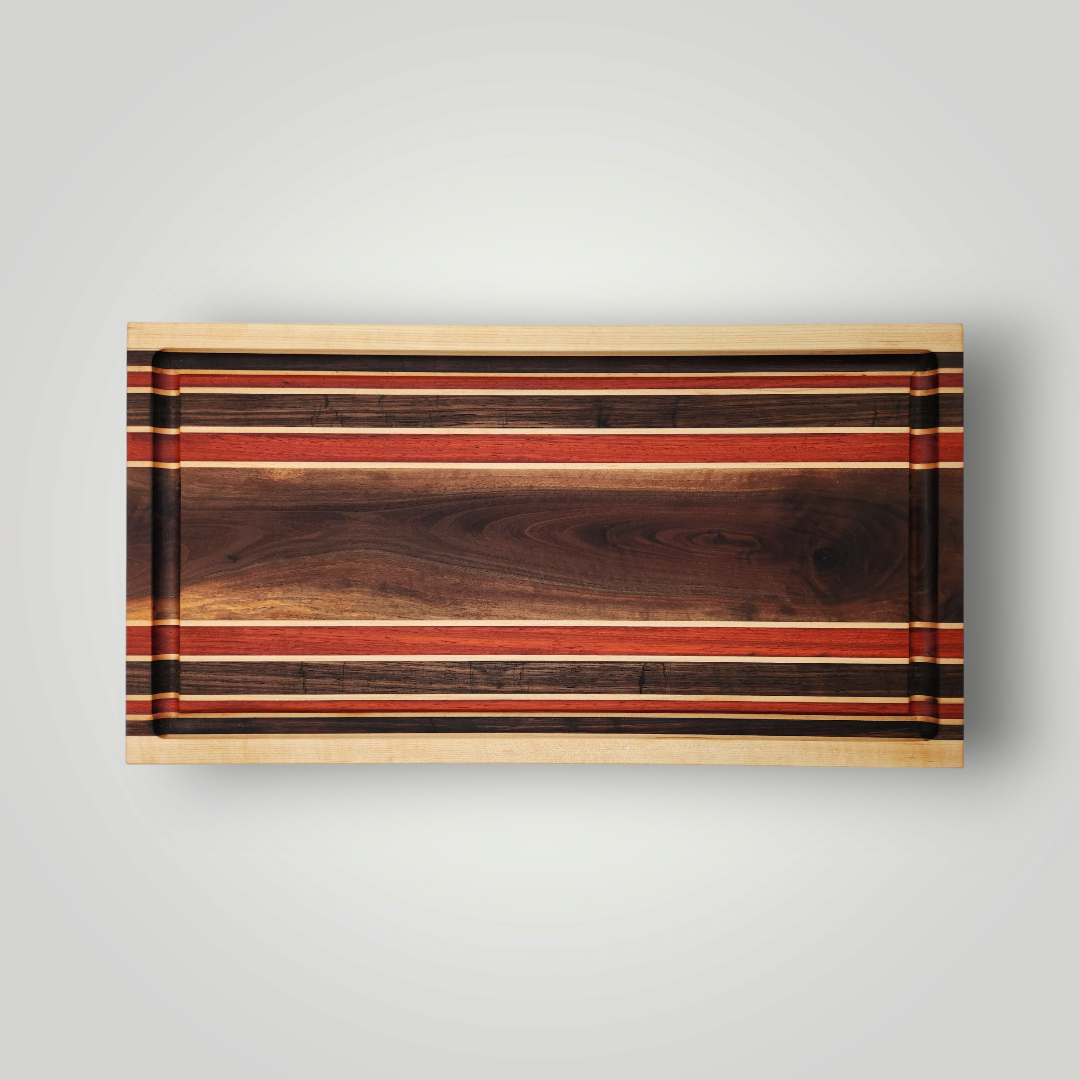 Peruvian Walnut, Padauk & Maple Cutting Board