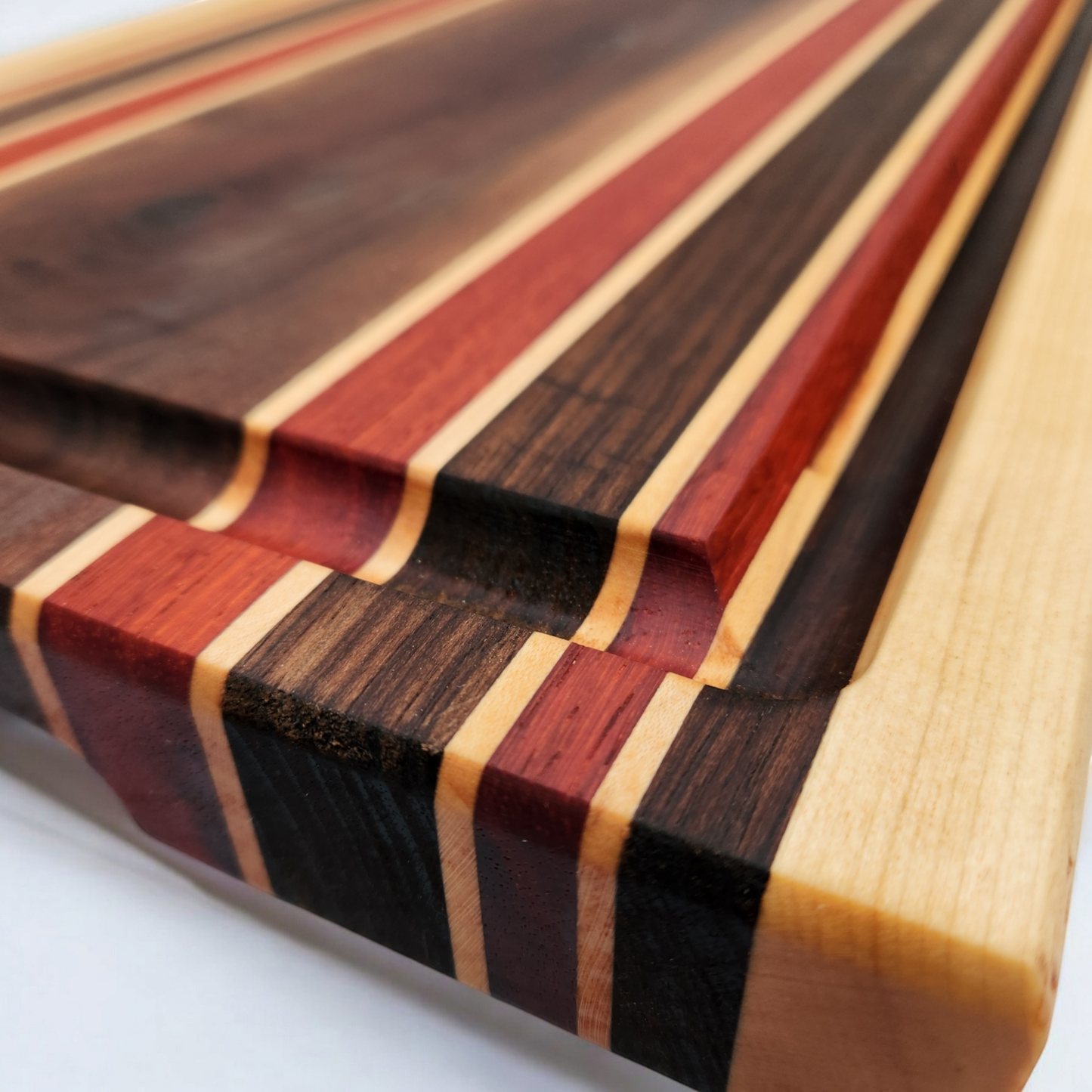 Peruvian Walnut, Padauk & Maple Cutting Board
