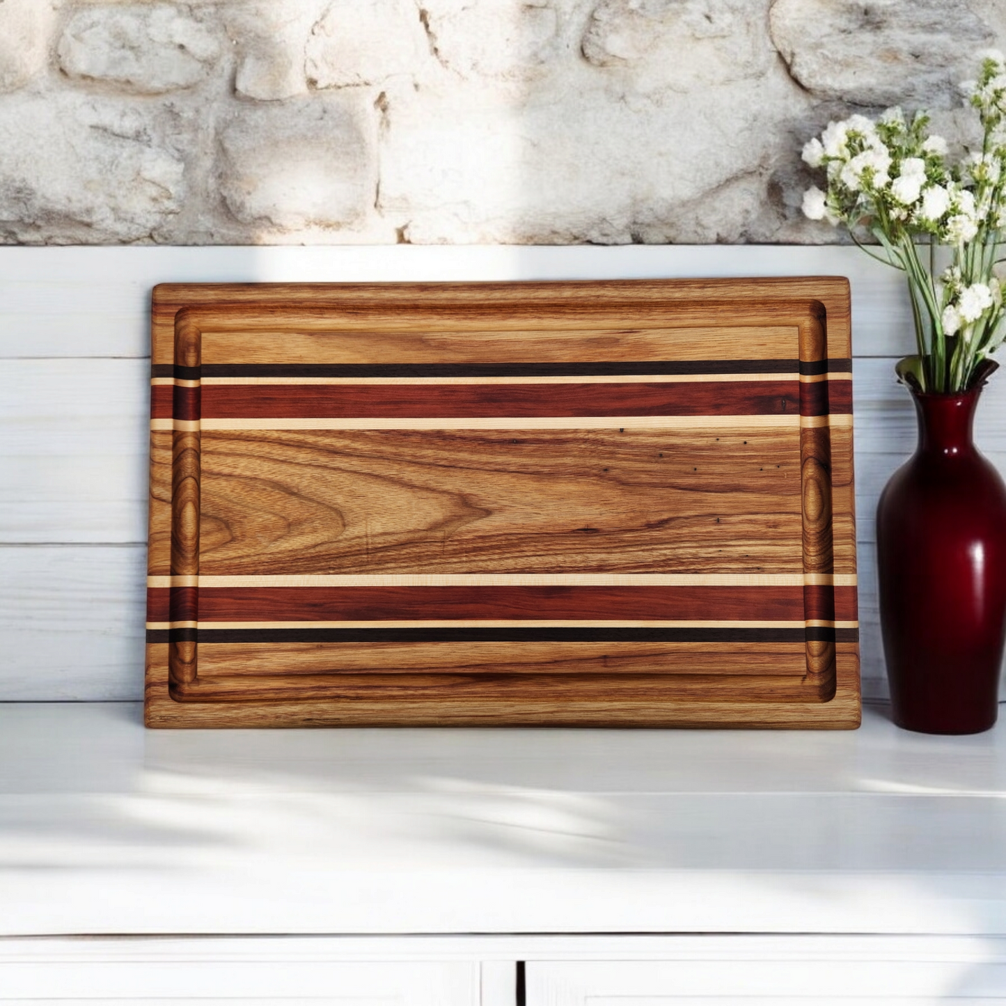 Canary Wood, Padauk, Maple & Walnut Cutting Board