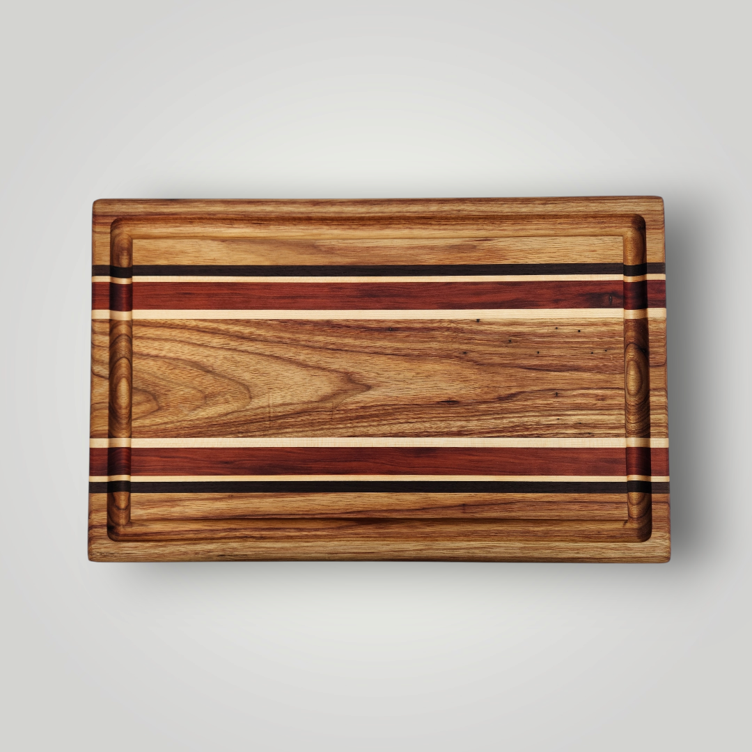 Canary Wood, Padauk, Maple & Walnut Cutting Board
