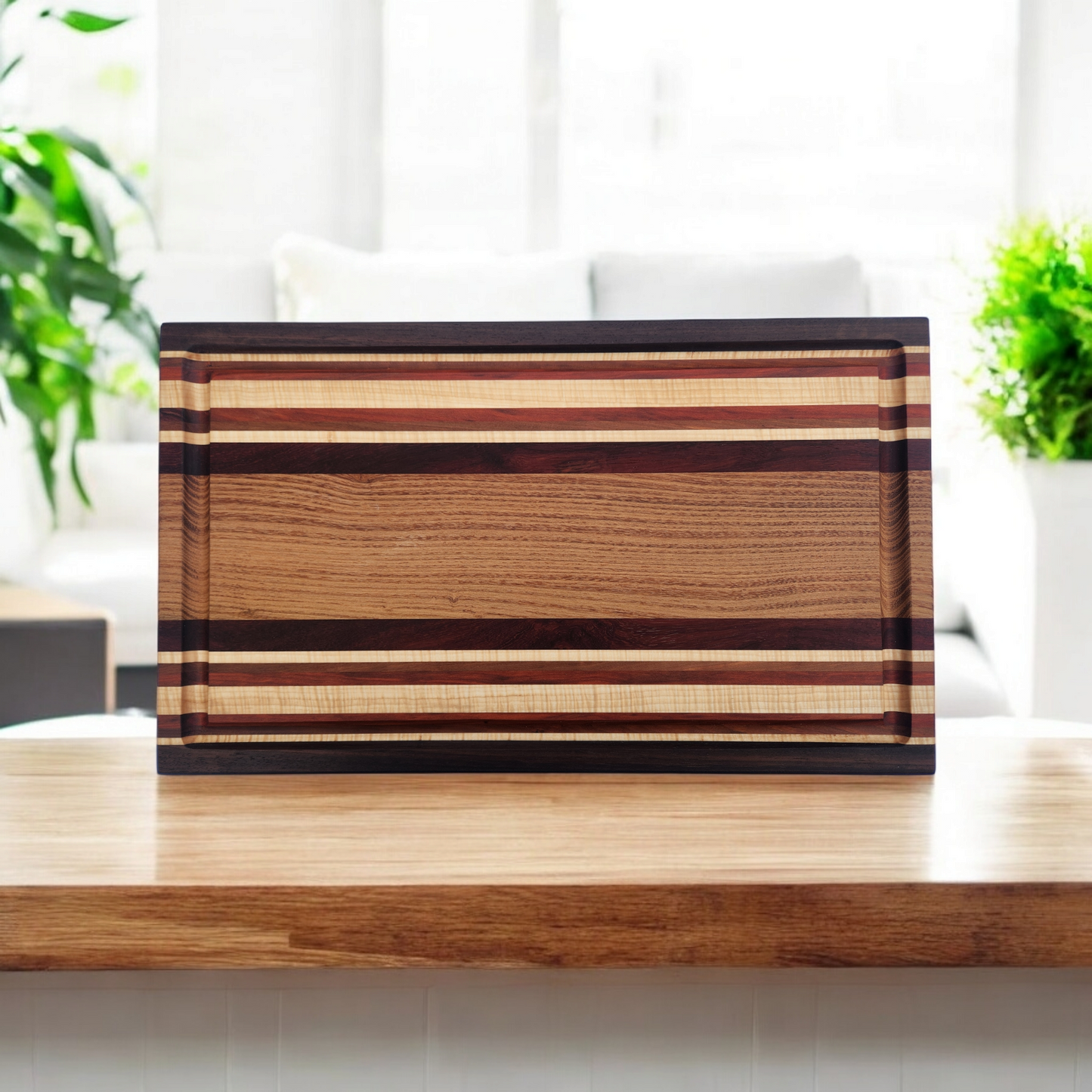 Russian Olive, Peruvian Walnut, Figured Maple, Cherry & Red Heart Cutting Board