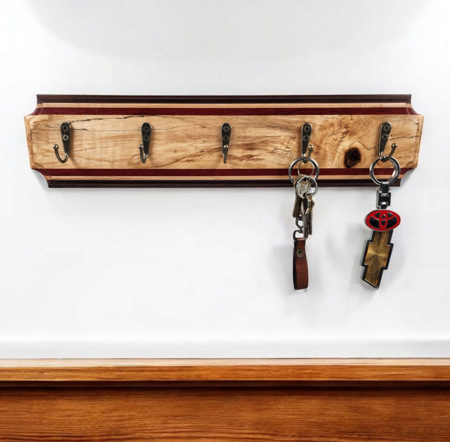 Hackberry, Padauk, Peruvian Walnut & Maple Key Rack