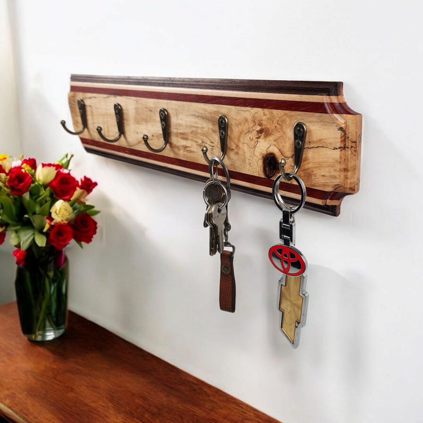 Hackberry, Padauk, Peruvian Walnut & Maple Key Rack