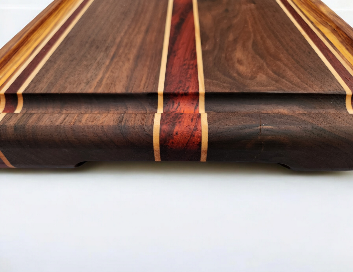 Canary Wood, Padauk, Black Walnut & Maple Cutting Board