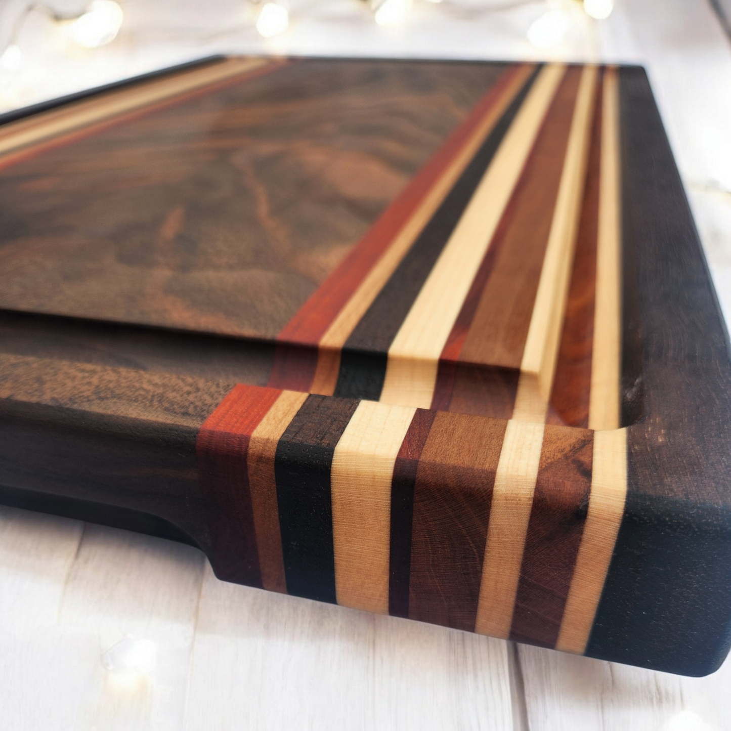 Peruvian & Figured Walnut, Padauk, Cherry & Maple Cutting Board