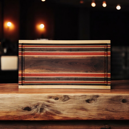 Peruvian Walnut, Padauk & Maple Cutting Board