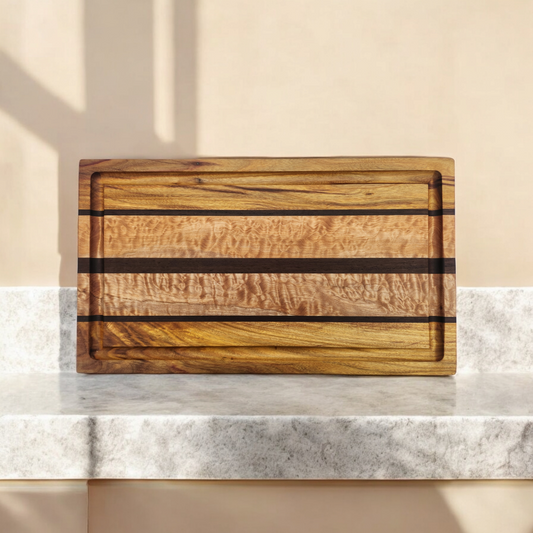 Canary Wood, Figured Maple & Peruvian Walnut Cutting Board