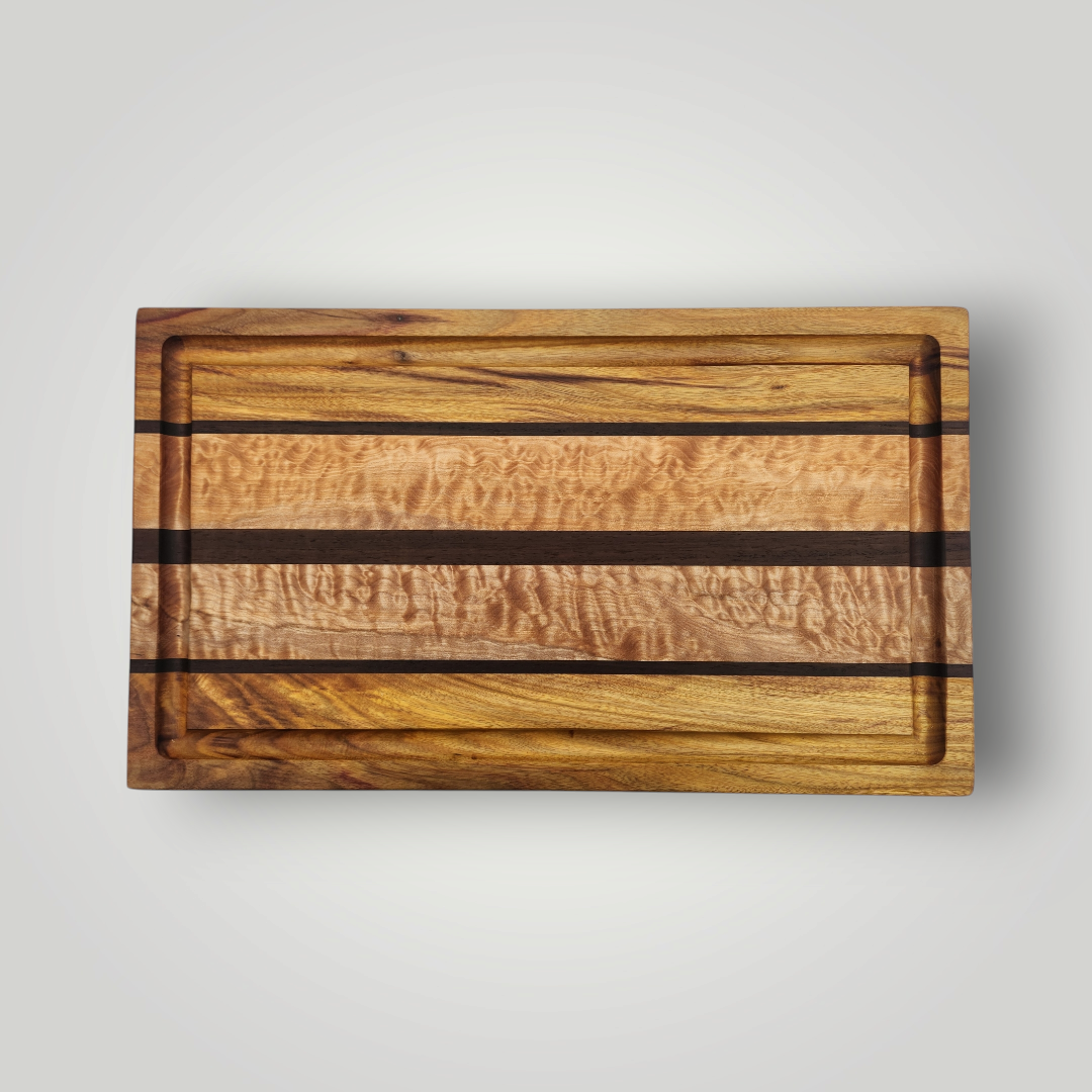 Canary Wood, Figured Maple & Peruvian Walnut Cutting Board