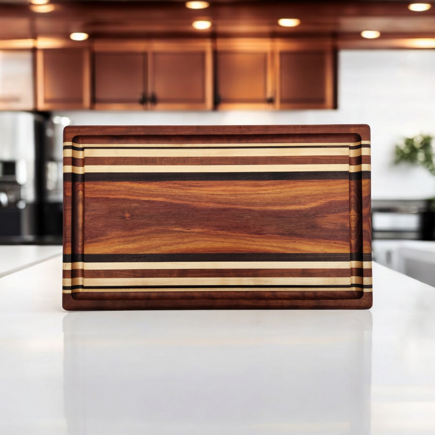 Canary Wood, Peruvian Walnut & Maple Cutting Board