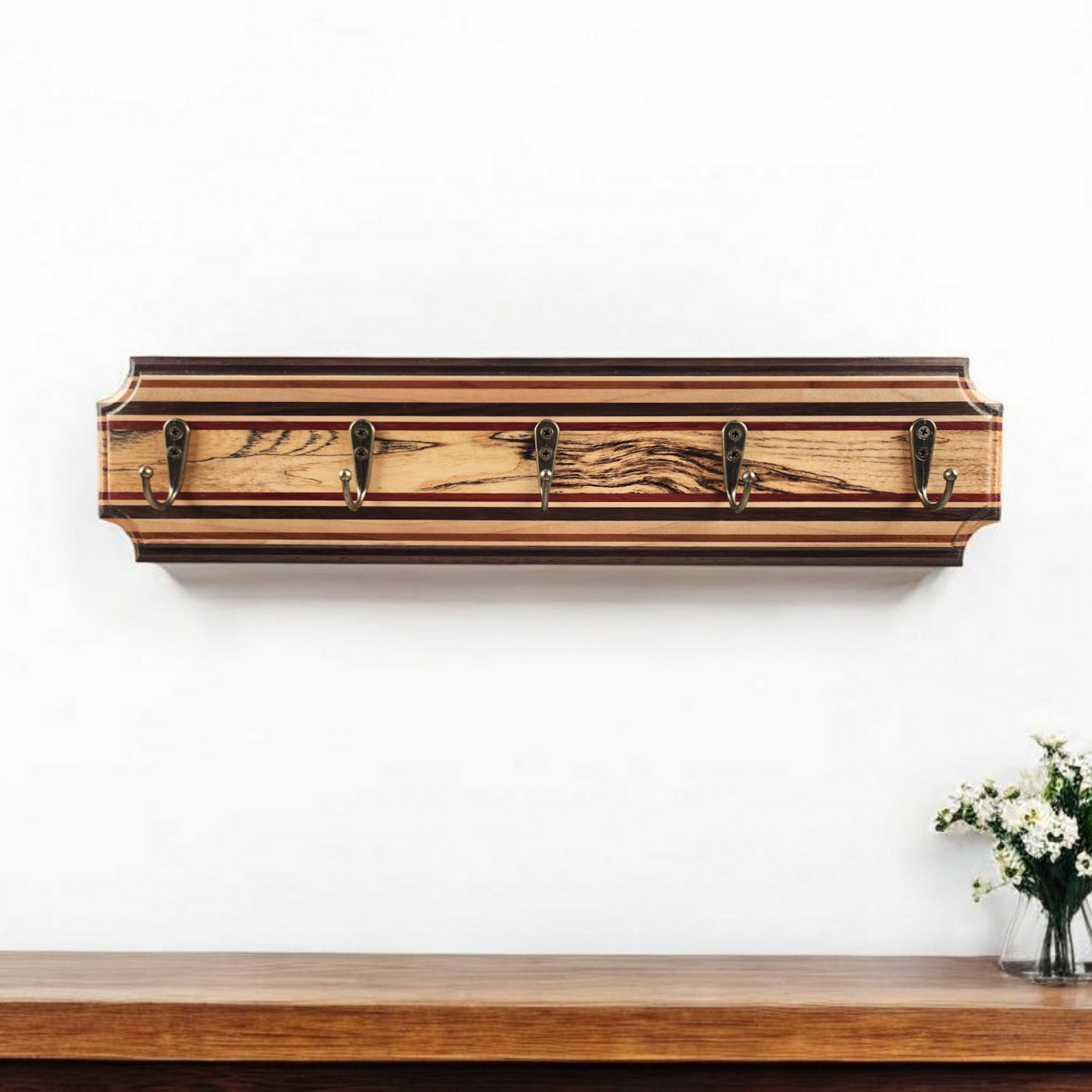 Hackberry, Peruvian Walnut, Cherry, Maple & Padauk Key Rack